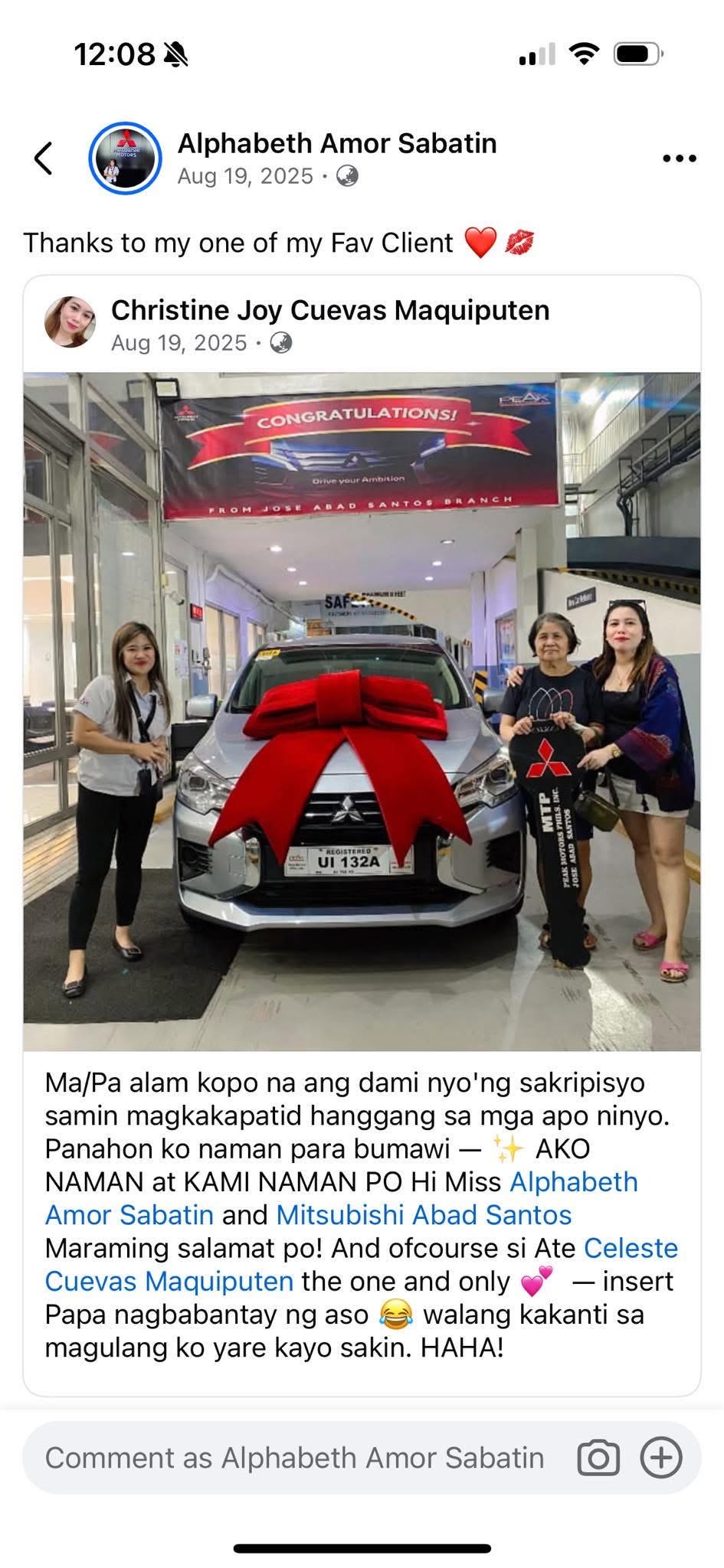 Customer feedback for Alphabeth Amor Sabatin